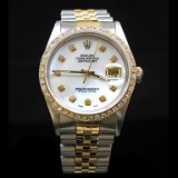 Rolex Two-Tone DateJust 36mm 1.65 cts.  Diamond Bezel Diamond Dial Men's Wristwatch