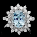 14k Gold 2.70ct Aquamarine 0.75ct Diamond Ring