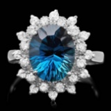 14k White Gold 4.20ct Topaz 0.75ct Diamond Ring