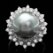 14k White Gold 13mm Pearl 0.60ct Diamond Ring