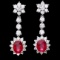 14k Gold 4.00ct Ruby 2.50ct Diamond Earrings