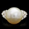 14k Gold 14 X 14mm Pearl 1.15ct Diamond Ring