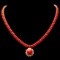 14k Gold 39ct Coral 0.80ct Diamond Necklace