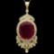 14K Gold 26.79ct Ruby 1.68ct Diamond Pendant