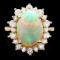 14k Yellow Gold 3.00ct Opal 1.30ct Diamond Ring