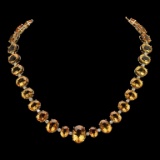 14K Gold 141.39ct Citrine 4.05ct Diamond Necklace