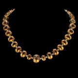 14K Gold 152.53ct Citrine & 4.10ct Diamond Necklace