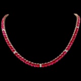 14k Gold 52.70ct Ruby 1.30ct Diamond Necklace