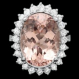 14k Gold 12.00ct Morganite 1.00ct Diamond Ring