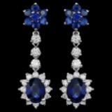 14k Gold 4.5ct Sapphire 1.40ct Diamond Earrings