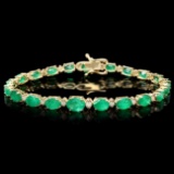 14k Gold 11ct Emerald .60ct Diamond Bracelet