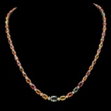 14K Gold 27.10ct Multi-Color Sapphire & 1.21ct Diamond Necklace