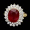 14k Yellow Gold 5.60ct Ruby 1.60ct Diamond Ring