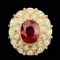 14k Yellow Gold 9.00ct Ruby 1.65ct Diamond Ring