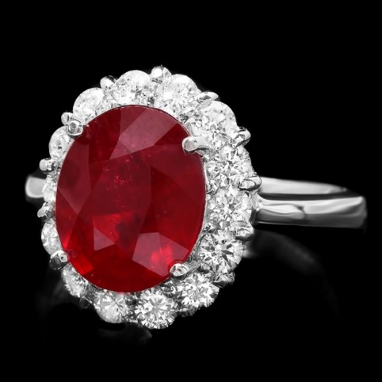 14k White Gold 5.00ct Ruby 0.90ct Diamond Ring