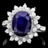 14k Gold 3.70ct Sapphire 0.70ct Diamond Ring