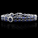 14k Gold 23.00ct Sapphire 1.50ct Diamond Bracelet