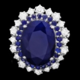 14k Gold 8.15ct Sapphire 0.90ct Diamond Ring