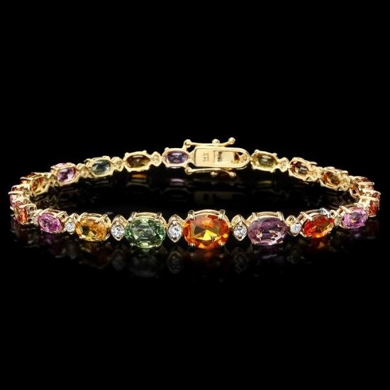 14k Gold 15.79ct Sapphire 0.74ct Diamond Bracelet