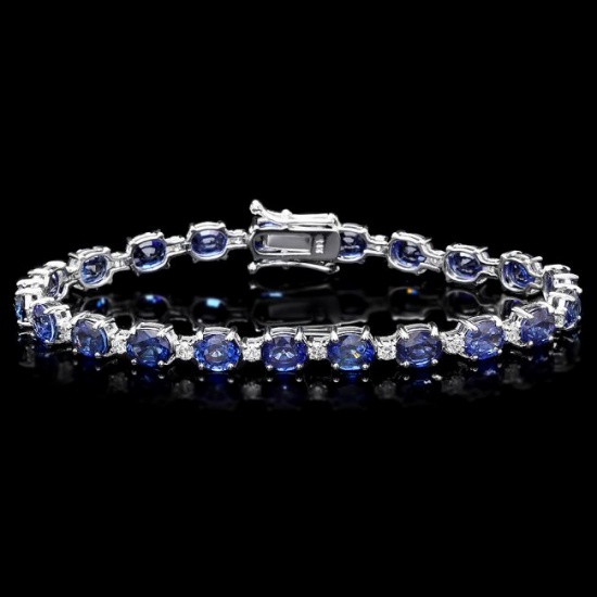 14k Gold 16.00ct Sapphire 1.20ct Diamond Bracelet