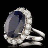 14k Gold 10.00ct Sapphire 1.90ct Diamond Ring