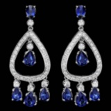 14k Gold 8ct Sapphire 1.10ct Diamond Earrings