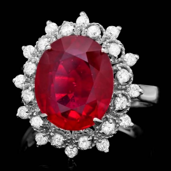 14k White Gold 6.50ct Ruby 0.50ct Diamond Ring