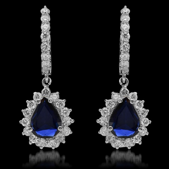 14K Gold 1.81ct Sapphire & 1.68ct Diamond Earrings