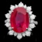 14k White Gold 11.50ct Ruby 2.00ct Diamond Ring