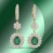 14K Gold 5.84cts Emerald & 7.02cts Diamond Earrings