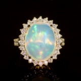 14K Gold 7.02ct Opal 1.11ct Diamond Ring