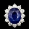 14k Gold 8.50ct Sapphire 2.50ct Diamond Ring