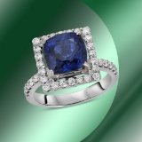 18K Gold 3.24cts Sapphire & 1.15cts Diamond Ring