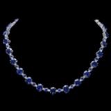 14k Gold 58ct Sapphire 2.15ct Diamond Necklace