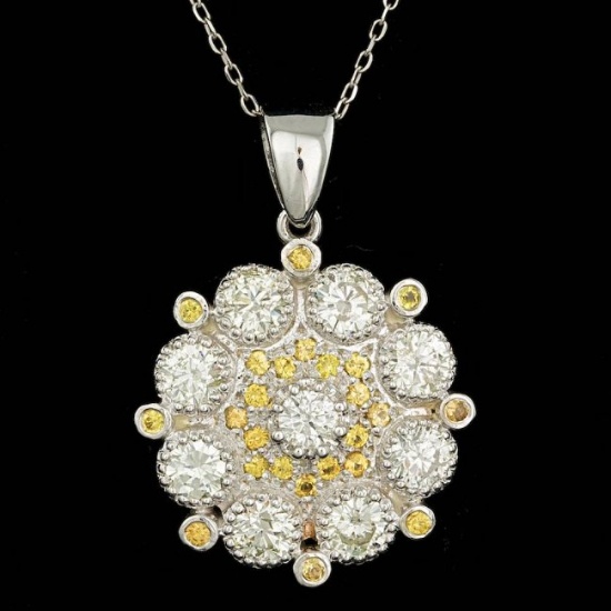 14k Gold 2.65ct Diamond 0.50ct Sapphire Pendant