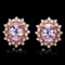 14k Rose 9.00ct Kunzite 1.30ct Diamond Earrings