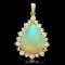 14K Gold 10.78ct Opal 2.15ct Diamond Pendant