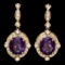 14k Gold 16ct Amethyst 1.45ct Diamond Earrings