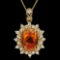 14K Gold 4.03ct Citrine 0.70ct Diamond Pendant