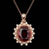 14k Rose Gold 6.50ct Ruby 0.90ct Diamond Pendant