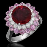 14K 2.78ct Ruby, 2.08ct Pink Sapphire, 0.61ct Diamond Ring