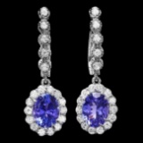 14k Gold 4ct Tanzanite 1.35ct Diamond Earrings