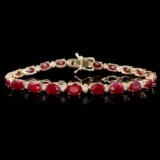 14k Gold 16.00ct Ruby 0.55ct Diamond Bracelet