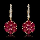 14k Yellow Gold 5.40ct Ruby 0.58ct Diamond Earrings