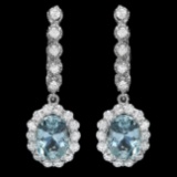 14k Gold 4ct Aquamarine 1.00ct Diamond Earrings