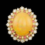 14k Yellow Gold 10.00ct Opal 1.00ct Diamond Ring