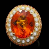 14k Gold 14.50ct Citrine 0.90ct Diamond Ring