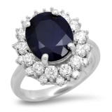 14K Gold 6.46ct Sapphire 1.42cts Diamond Ring