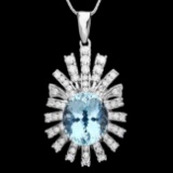 14k Gold 8ct Aquamarine 2.50ct Diamond Pendant