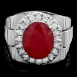 14k White Gold 10.00ct Ruby 0.80ct Diamond Ring